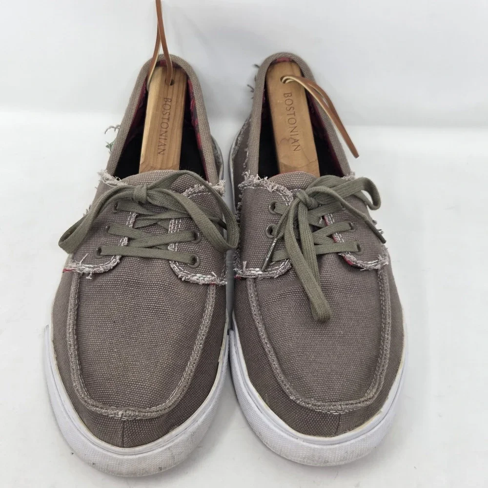 Sanuk Tan‎ Lace Up Boat Canvas Shoes Men's Size 8 Slip On Shoes Loafers
